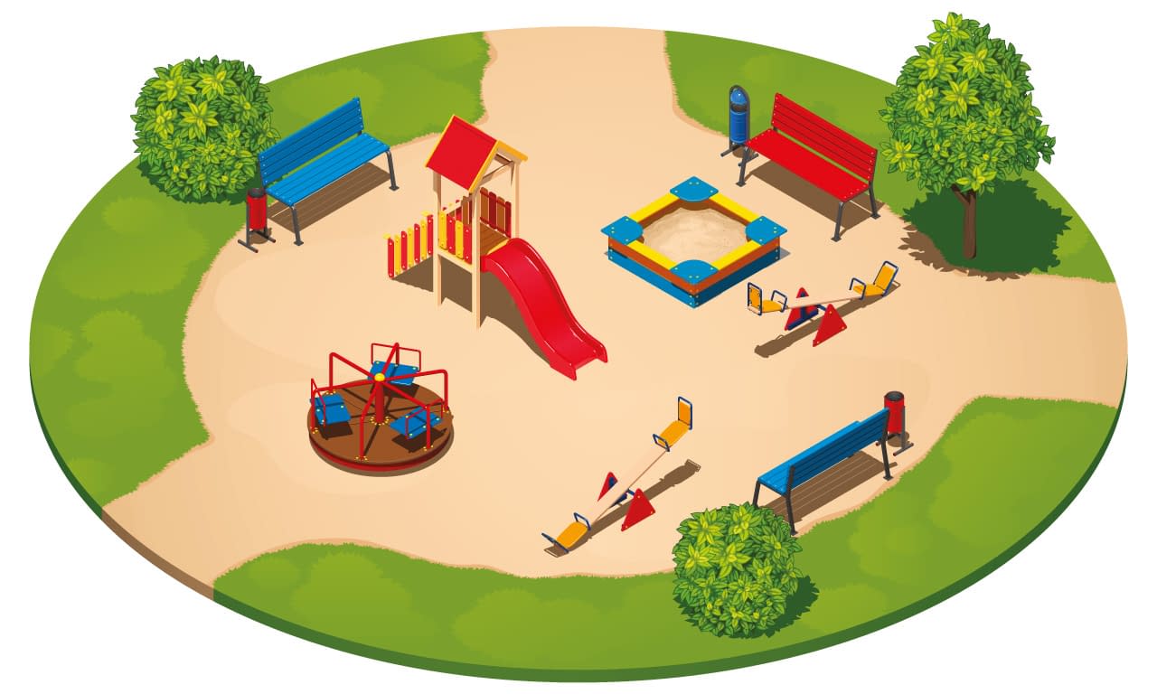 Interaktive Sandfläche eines Spielplatzes